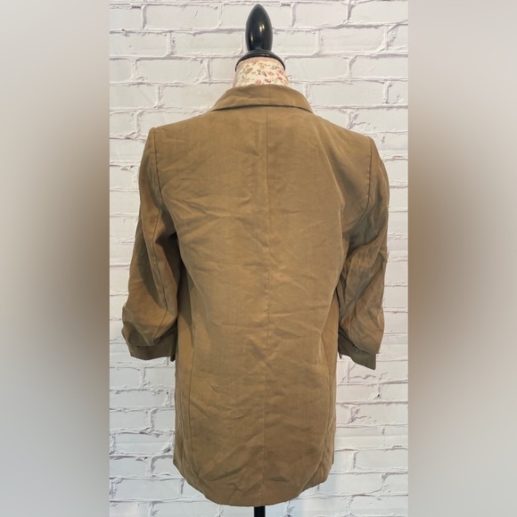 ZARA woman’s Stylish Tan open front oversized Collared Blazer - Size Small - Picture 2 of 6